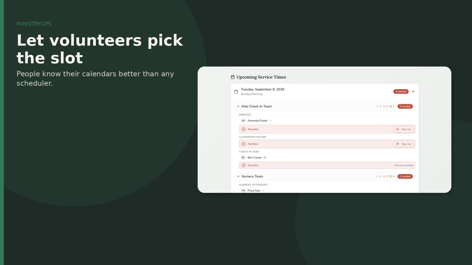 Let volunteers pick the slot