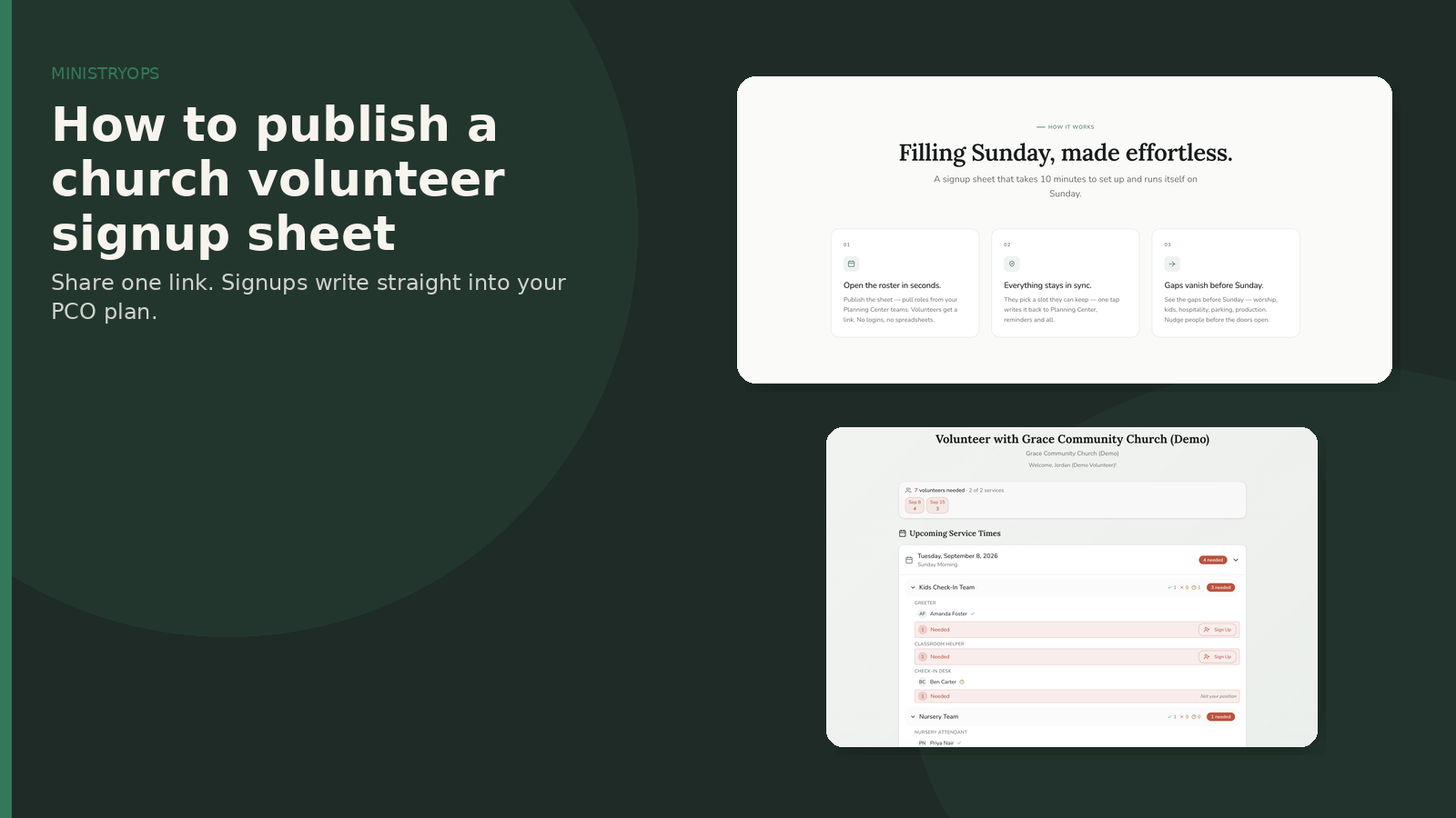 How to publish a church volunteer signup sheet that syncs with Planning Center